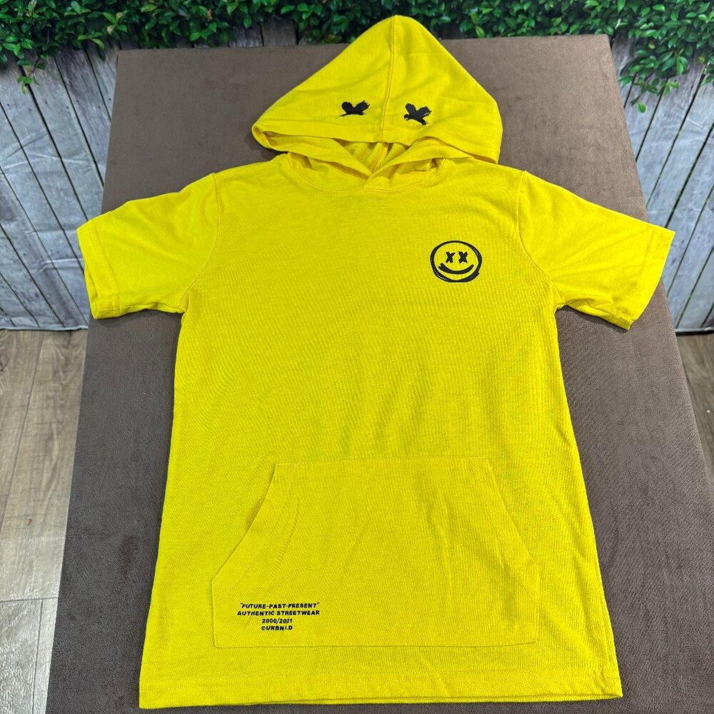 Urban-ID Boys Short Sleeve Cotton Blend Yellow Hoodie Sz Small (7/8) (SKU: 158B)